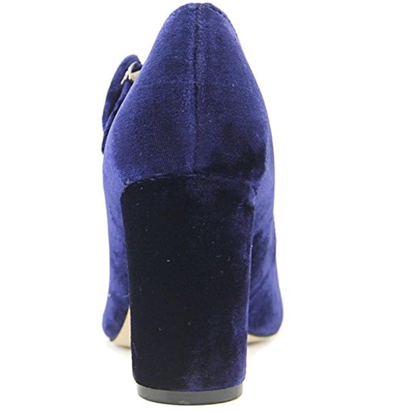 Navy Blue Velvet Chunky Heel Mary Jane Pump - Picture 5 of 5